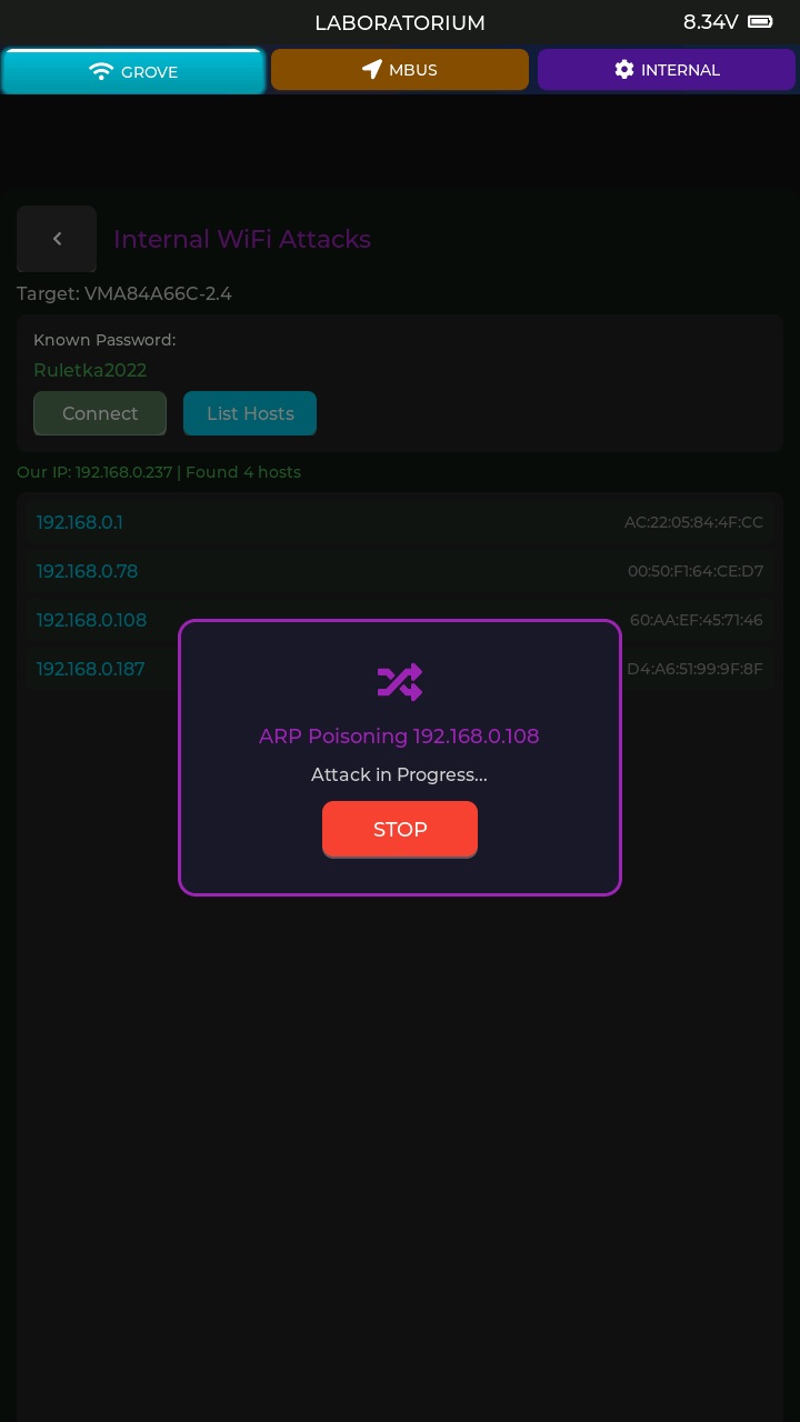 ARP poisoning active on a local network path